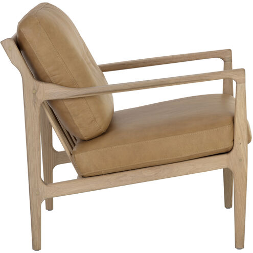 Gilmore Light Oak / Sahara Camel Leather Lounge Chair